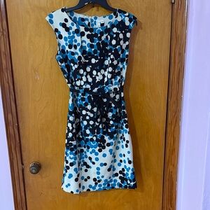 Emma & Michele Blue and Black Polka Dot Midi Dress